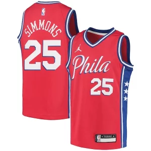 Moderno Ben Simmons Philadelphia 76ers Jordan Brand Youth 2020/21 Swingman Player Jersey Statement Edition Red  per la Gara Importante