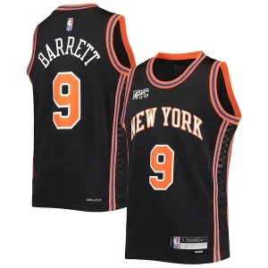 Splendido RJ Barrett New York Knicks Nike Youth 2021/22 Swingman Jersey City Edition Black  per la Gara Importante