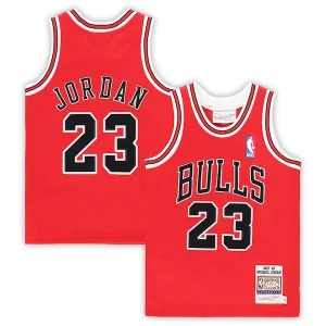 Duraturo Michael Jordan Chicago Bulls Toddler 1997/98 Hardwood Classics Authentic Jersey Red/Black/White  per la Gara Importante