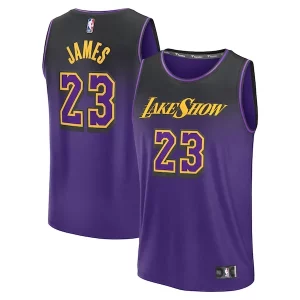 Splendido Carino Incantevole LeBron James Los Angeles Lakers Youth 2024/25 Fast Break Player Jersey City Edition Purple  per la Gara Importante