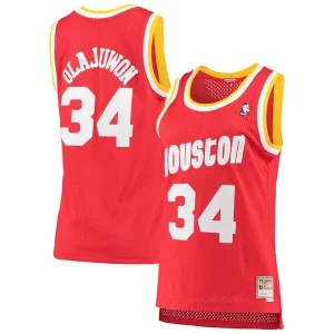 Elegante Incantevole Delizioso Hakeem Olajuwon Houston Rockets Women's 1993/94 Hardwood Classics Swingman Jersey Red/Navy  per la Gara Importante