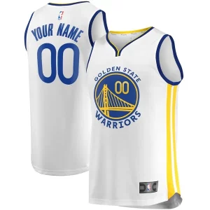 Delizioso Bellissimo Golden State Warriors Fast Break Custom Replica Jersey White Association Edition/Royal  per la Gara Importante