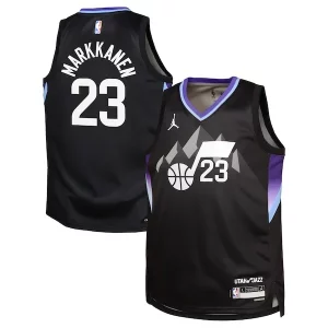 Splendido Magnifico Sofisticato Lauri Markkanen Utah Jazz Jordan Brand Youth Swingman Jersey Statement Edition Black  per la Gara Importante