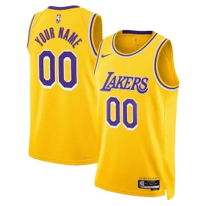 Fantastico Duraturo Los Angeles Lakers Nike Unisex Swingman Custom Jersey Gold Icon Edition  per la Gara Importante