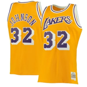 Incantevole Meraviglioso Comodo Magic Johnson Los Angeles Lakers 1984/85 Hardwood Classics Swingman Jersey Gold/Purple  per la Gara Importante
