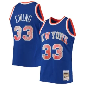 Eccezionale Patrick Ewing New York Knicks 1991/92 Hardwood Classics NBA 75th Anniversary Diamond Swingman Jersey Blue  per la Gara Importante