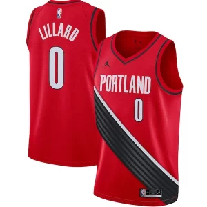 Splendido Eccezionale Damian Lillard Portland Trail Blazers Jordan Brand 2020/21 Swingman Jersey Statement Edition Red  per la Gara Importante