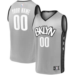 Cool Fascinante Robusto Brooklyn Nets Youth Custom Fast Break Replica Jersey Gray Statement Edition  per la Gara Importante