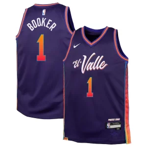 Duraturo Versatile Fantastico Devin Booker Phoenix Suns Nike Youth Swingman Replica Jersey City Edition Purple  per la Gara Importante
