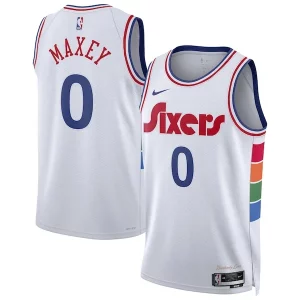 Accattivante Bellissimo Tyrese Maxey Philadelphia 76ers Nike Unisex 2024/25 Swingman Player Jersey City Edition White  per la Gara Importante