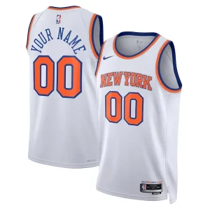 Elegante Pratico New York Knicks Nike Unisex Swingman Custom Jersey White Association Edition/Blue  per la Gara Importante