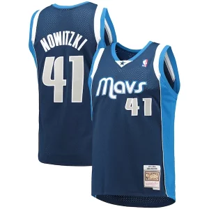 Robusto Resistente Dirk Nowitzki Dallas Mavericks 2011/12 Hardwood Classics Swingman Jersey Navy  per la Gara Importante