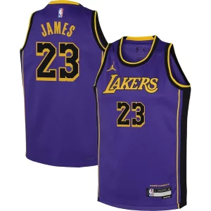 Sofisticato LeBron James Los Angeles Lakers Jordan Brand Youth Performance Swingman Jersey Statement Purple  per la Gara Importante