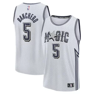 Bellissimo Delizioso Paolo Banchero Orlando Magic Youth 2024/25 Fast Break Player Jersey City Edition Silver  per la Gara Importante
