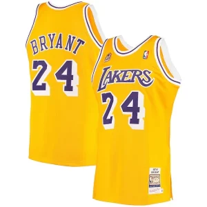Cool Stupendo Men's Los Angeles Lakers Kobe Bryant Gold 2007 Hardwood Classics Authentic Jersey  per la Gara Importante