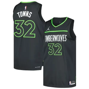 Carino Versatile Karl Anthony Towns Minnesota Timberwolves Jordan Brand Authentic Player Jersey Statement Edition Anthracite  per la Gara Importante