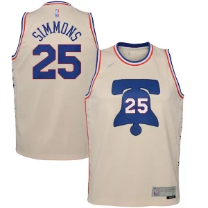 Carino Ben Simmons Philadelphia 76ers Nike Youth 2020/21 Swingman Player Jersey Cream Earned Edition  per la Gara Importante