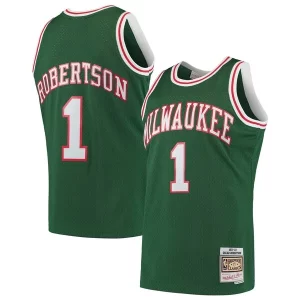 Attraente Oscar Robertson Milwaukee Bucks 1971/72 Hardwood Classics Swingman Jersey Green  per la Gara Importante