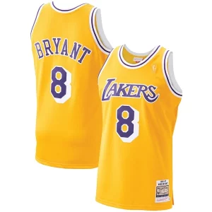 Prestigioso Raffinato Robusto Men's Los Angeles Lakers Kobe Bryant Gold 1996 97 Hardwood Classics Authentic Player Jersey  per la Gara Importante