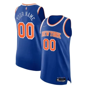 Delizioso New York Knicks Nike 2021/22 Diamond Swingman Authentic Custom Jersey Icon Edition Blue  per la Gara Importante