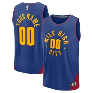 Resistente Denver Nuggets Fast Break Custom Jersey Statement Edition Blue/Navy  per la Gara Importante