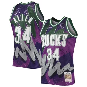 Stupendo Classico Pratico Ray Allen Milwaukee Bucks Hardwood Classics 2000/01 Hyper Hoops Swingman Jersey Purple  per la Gara Importante