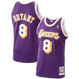 Stupendo Moderno Prestigioso Men's Los Angeles Lakers Kobe Bryant Purple 1996/97 Hardwood Classics Authentic Jersey/Gold/Royal  per la Gara Importante