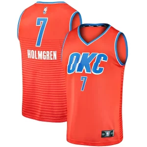 Delizioso Chet Holmgren Oklahoma City Thunder Fast Break Replica Player Jersey Statement Edition Orange  per la Gara Importante