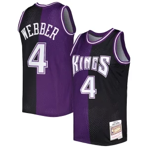 Accattivante Chris Webber Sacramento Kings Hardwood Classics 2000/01 Split Swingman Jersey Purple/Black  per la Gara Importante