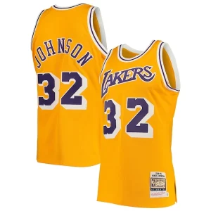 Carino Magic Johnson Los Angeles Lakers 1984/85 Hardwood Classics Authentic Jersey Gold/Purple  per la Gara Importante