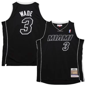 Duraturo Eccezionale Fantastico Dwyane Wade Miami Heat 2011/12 Hardwood Classics Authentic Jersey Black  per la Gara Importante