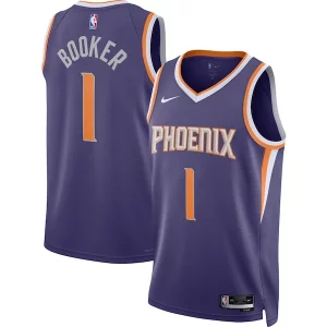 Fantastico Bellissimo Eccezionale Devin Booker Phoenix Suns Nike Unisex Swingman Jersey Icon Edition Purple/White  per la Gara Importante