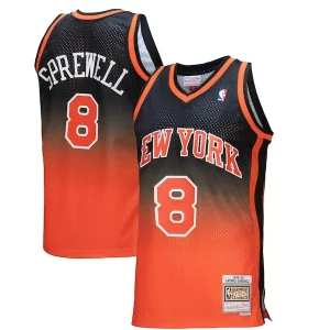 Robusto Stupendo Fantastico Latrell Sprewell New York Knicks 1998/99 Hardwood Classics Fadeaway Swingman Player Jersey Orange/Black  per la Gara Importante