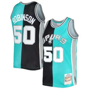 Magnifico Duraturo David Robinson San Antonio Spurs Hardwood Classics 1998/99 Split Swingman Jersey Black/Teal  per la Gara Importante