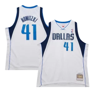Attraente Eccezionale Dirk Nowitzki Dallas Mavericks 2010/11 Hardwood Classics Swingman Jersey White  per la Gara Importante