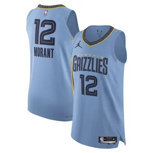 Splendido Ja Morant Memphis Grizzlies Jordan Brand Authentic Player Jersey Statement Edition Light Blue  per la Gara Importante