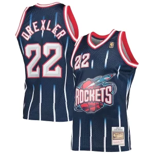 Meraviglioso Accattivante Attraente Clyde Drexler Houston Rockets 1996/97 Hardwood Classics Swingman Jersey Navy  per la Gara Importante