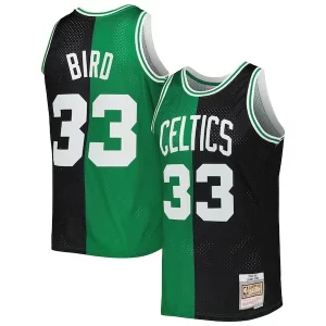Cool Trendy Prestigioso Larry Bird Boston Celtics Hardwood Classics 1985/86 Split Swingman Jersey Black/Kelly Green  per la Gara Importante