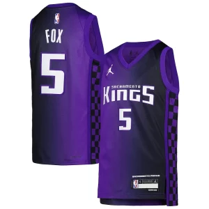Eccezionale De'Aaron Fox Sacramento Kings Jordan Brand Youth Swingman Jersey Statement Edition Purple  per la Gara Importante