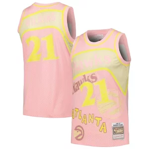 Sofisticato Incantevole Cool Dominique Wilkins Atlanta Hawks 1986/87 Swingman Sidewalk Sketch Jersey Pink  per la Gara Importante