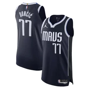 Raffinato Attraente Luka Dončić Dallas Mavericks Jordan Brand Authentic Player Jersey Statement Edition Navy  per la Gara Importante