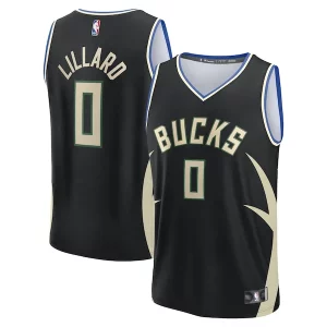 Bellissimo Splendido Comodo Damian Lillard Milwaukee Bucks Youth Fast Break Replica Player Jersey Statement Edition Black  per la Gara Importante
