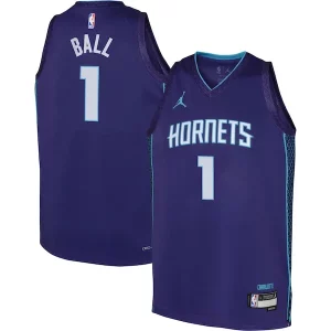 Prestigioso Attraente Pratico LaMelo Ball Charlotte Hornets Jordan Brand Youth Swingman Jersey Statement Edition Purple  per la Gara Importante