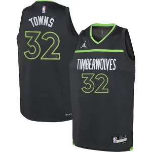 Magnifico Resistente Karl Anthony Towns Minnesota Timberwolves Jordan Brand Youth Swingman Jersey Statement Edition Black  per la Gara Importante