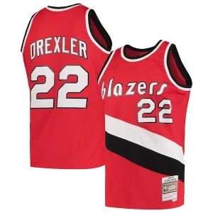 Stupendo Sofisticato Clyde Drexler Portland Trail Blazers 1983/84 Hardwood Classics Swingman Jersey Red  per la Gara Importante