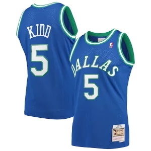 Cool Jason Kidd Dallas Mavericks 1994/95 Hardwood Classics Swingman Jersey Blue  per la Gara Importante