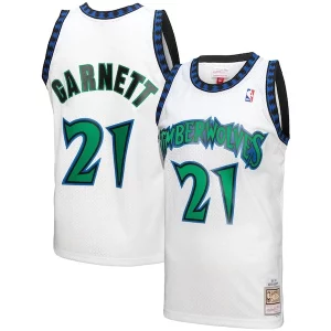 Cool Eccezionale Kevin Garnett Minnesota Timberwolves 1997 98 Hardwood Classics Reload 3.0 Swingman Jersey White  per la Gara Importante