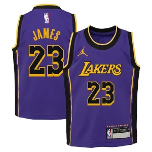 Fantastico LeBron James Los Angeles Lakers Jordan Brand Preschool 2022/23 Dri FIT Replica Jersey Statement Edition Purple  per la Gara Importante