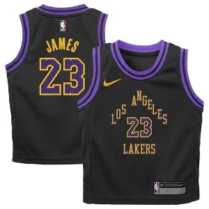 Lussuoso Resistente Sofisticato LeBron James Los Angeles Lakers Nike Preschool 2023/24 Swingman Replica Jersey City Edition Black  per la Gara Importante