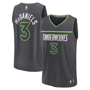 Fantastico Moderno Attraente Jaden McDaniels Minnesota Timberwolves Youth Fast Break Replica Player Jersey Statement Edition Black  per la Gara Importante